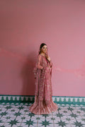 Raunaq blush net shirt with rose gold crushed tissue pishwas
