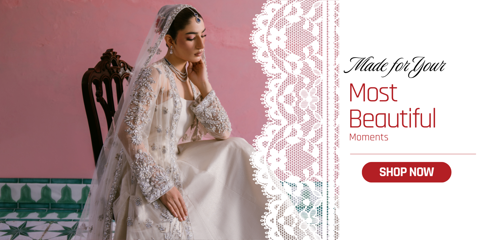 Hand embellished Pakistani couture dresses for weddings and festive occasions